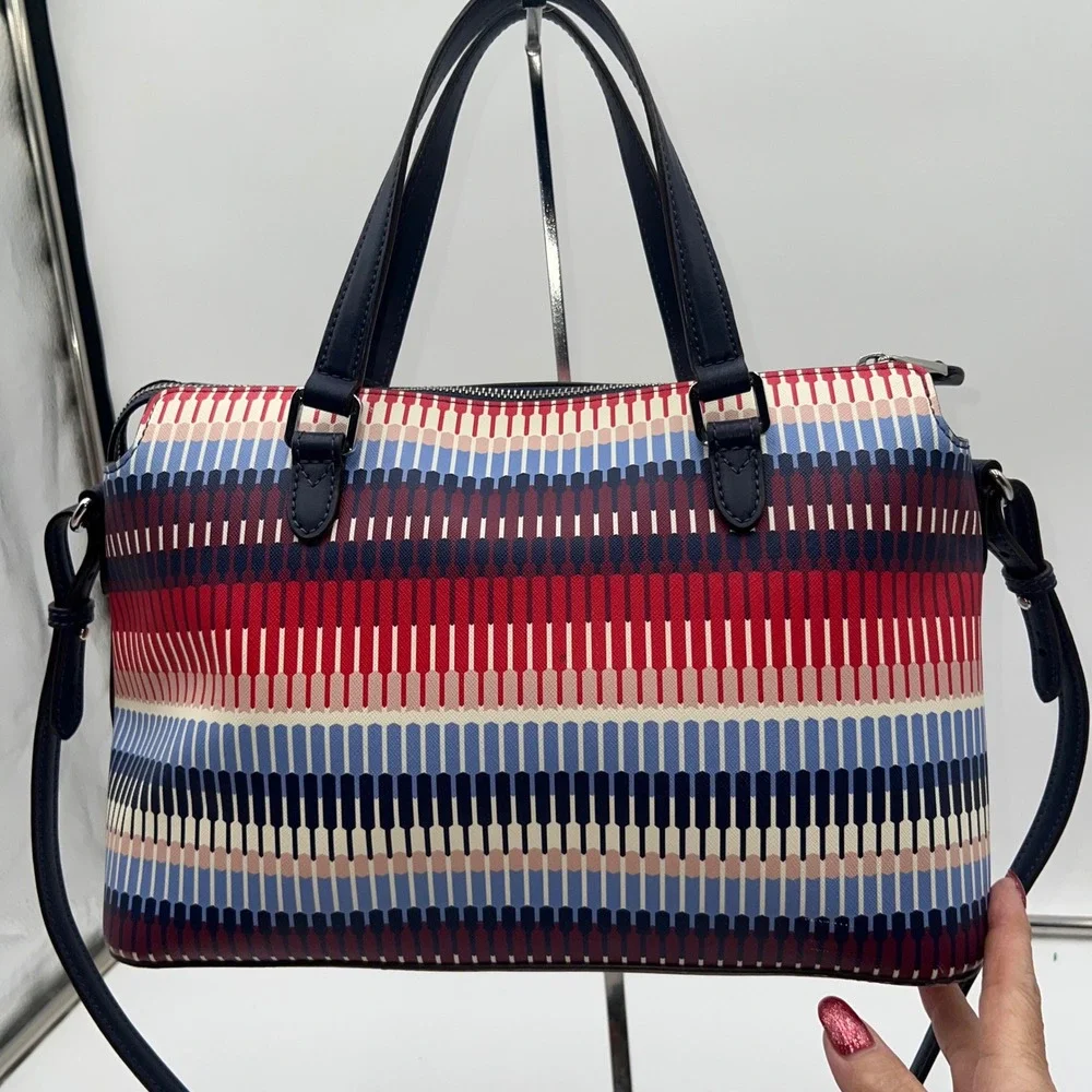 LAUREN RALPH LAUREN Geometric Print Satchel Crossbody Bag Purse